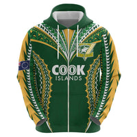 Custom Cook Islands Rugby League Hoodie Tatau Tribal Pattern-Special Edition Green Color LT03 - Polynesian Pride