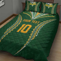 Custom Cook Islands Rugby League Quilt Bed Set Tatau Tribal Pattern-Special Edition Green Color