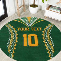 Custom Cook Islands Rugby League Round Carpet Tatau Tribal Pattern-Special Edition Green Color