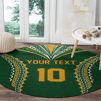 Custom Cook Islands Rugby League Round Carpet Tatau Tribal Pattern-Special Edition Green Color