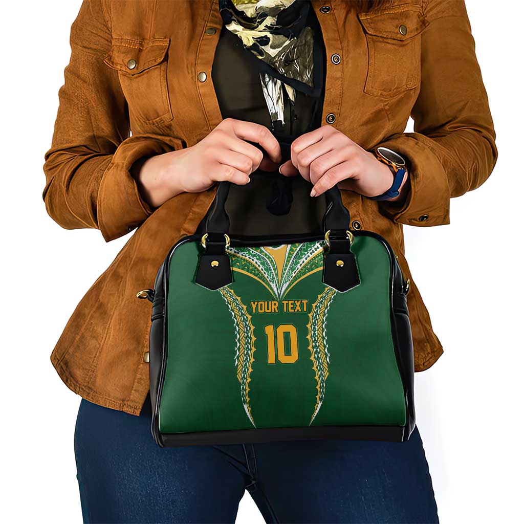Custom Cook Islands Rugby League Shoulder Handbag Tatau Tribal Pattern-Special Edition Green Color