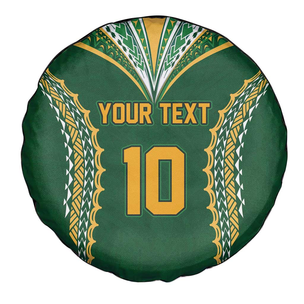Custom Cook Islands Rugby League Spare Tire Cover Tatau Tribal Pattern-Special Edition Green Color