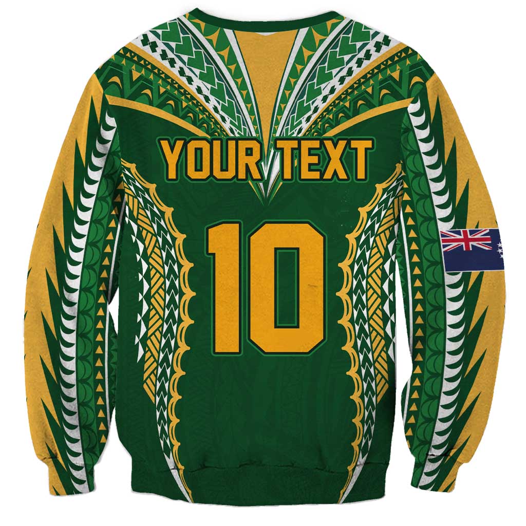 Custom Cook Islands Rugby League Sweatshirt Tatau Tribal Pattern-Special Edition Green Color