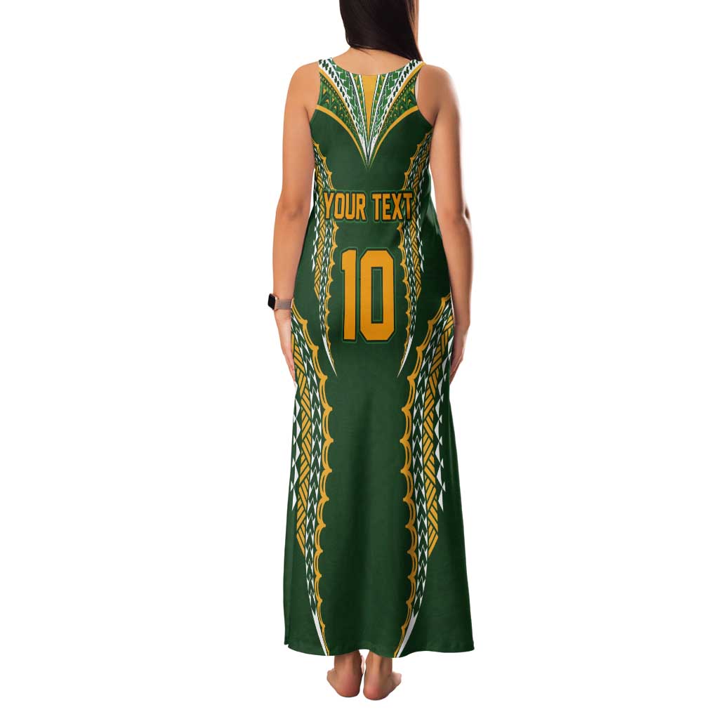 Custom Cook Islands Rugby League Tank Maxi Dress Tatau Tribal Pattern-Special Edition Green Color