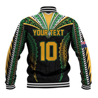Custom Cook Islands Rugby League Baseball Jacket Tatau Tribal Pattern-Special Edition Black Color