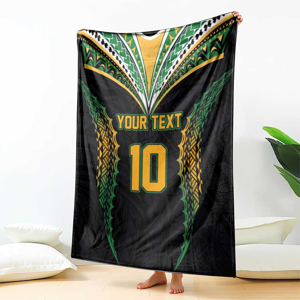 Custom Cook Islands Rugby League Blanket Tatau Tribal Pattern-Special Edition Black Color