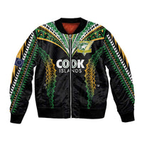 Custom Cook Islands Rugby League Bomber Jacket Tatau Tribal Pattern-Special Edition Black Color
