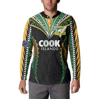 Custom Cook Islands Rugby League Button Sweatshirt Tatau Tribal Pattern-Special Edition Black Color