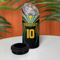 Custom Cook Island Rugby League 2025 4 in 1 Can Cooler Tumbler Tatau Tribal Pattern-Special Edition Black Color
