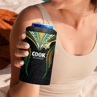 Custom Cook Island Rugby League 2025 4 in 1 Can Cooler Tumbler Tatau Tribal Pattern-Special Edition Black Color