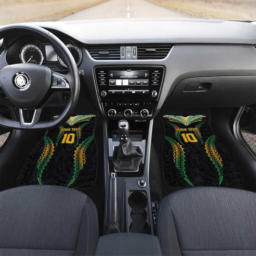 Custom Cook Islands Rugby League Car Mats Tatau Tribal Pattern-Special Edition Black Color