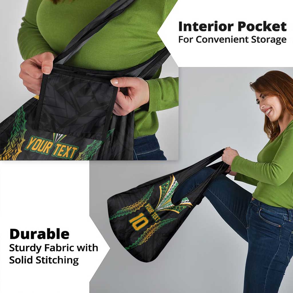 Custom Cook Islands Rugby League Grocery Bag Tatau Tribal Pattern-Special Edition Black Color