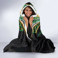 Custom Cook Islands Rugby League Hooded Blanket Tatau Tribal Pattern-Special Edition Black Color