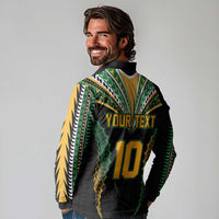 Custom Cook Islands Rugby League Long Sleeve Polo Shirt Tatau Tribal Pattern-Special Edition Black Color