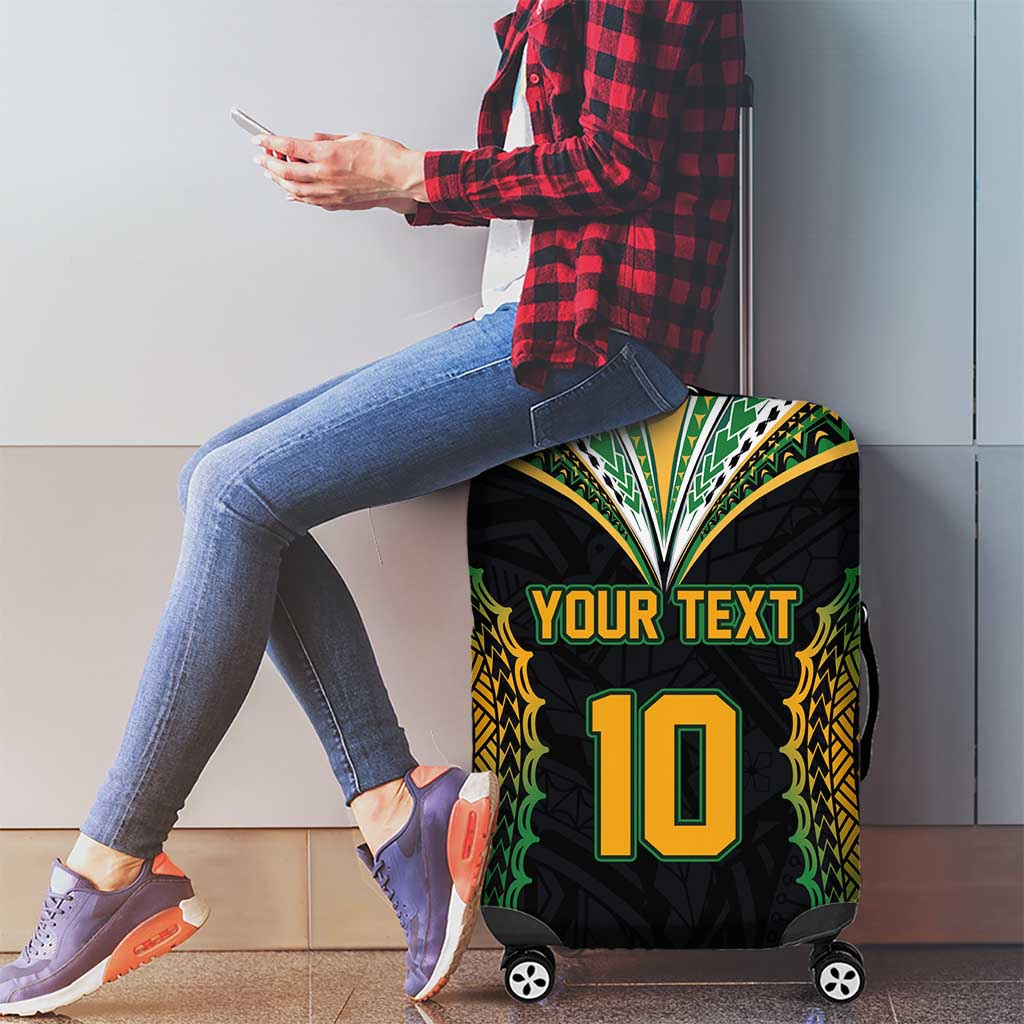 Custom Cook Islands Rugby League Luggage Cover Tatau Tribal Pattern-Special Edition Black Color