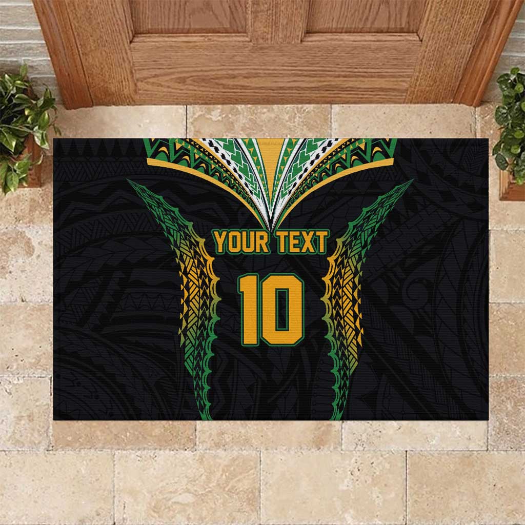 Custom Cook Islands Rugby League Rubber Doormat Tatau Tribal Pattern-Special Edition Black Color