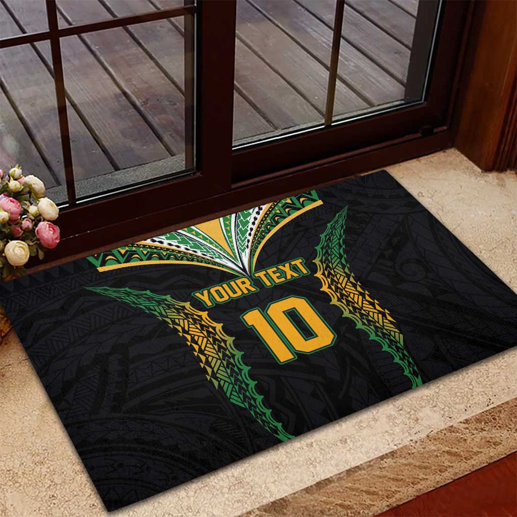 Custom Cook Islands Rugby League Rubber Doormat Tatau Tribal Pattern-Special Edition Black Color