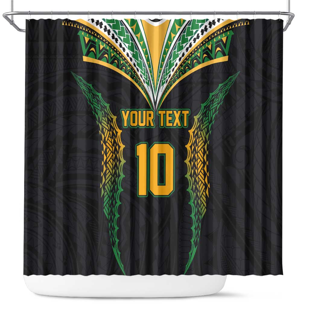 Custom Cook Islands Rugby League Shower Curtain Tatau Tribal Pattern-Special Edition Black Color