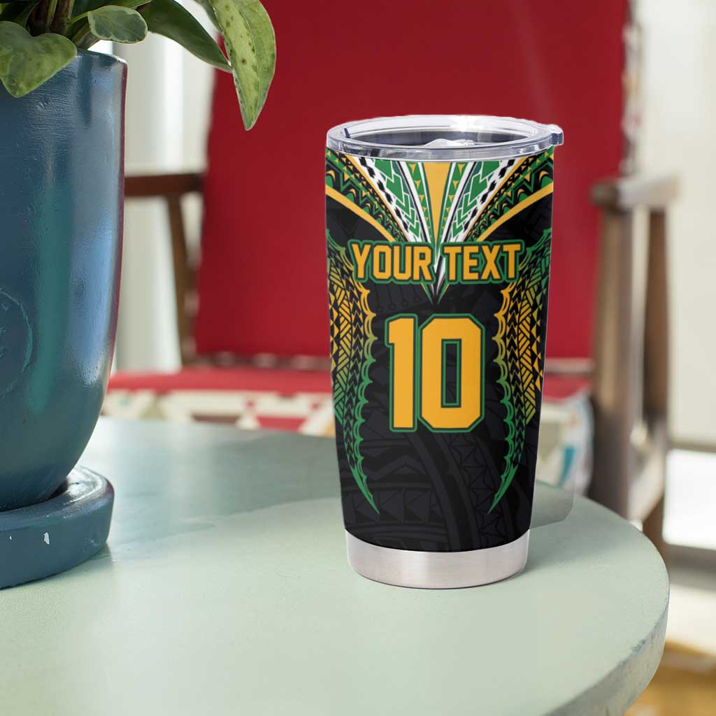Custom Cook Island Rugby League 2025 Tumbler Cup Tatau Tribal Pattern-Special Edition Black Color