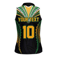 Custom Cook Islands Rugby League Women Sleeveless Polo Shirt Tatau Tribal Pattern-Special Edition Black Color