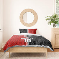 Custom Tonga and New Zealand Rugby Bedding Set Maori Mix Ngatu Pattern