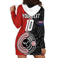 Custom Tonga and New Zealand Rugby Hoodie Dress Maori Mix Ngatu Pattern LT03 - Polynesian Pride