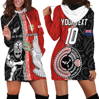 Custom Tonga and New Zealand Rugby Hoodie Dress Maori Mix Ngatu Pattern LT03 - Polynesian Pride
