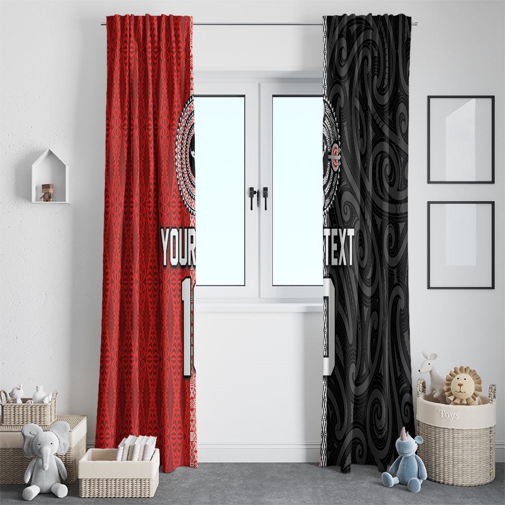 Custom Tonga and New Zealand Rugby Window Curtain Maori Mix Ngatu Pattern