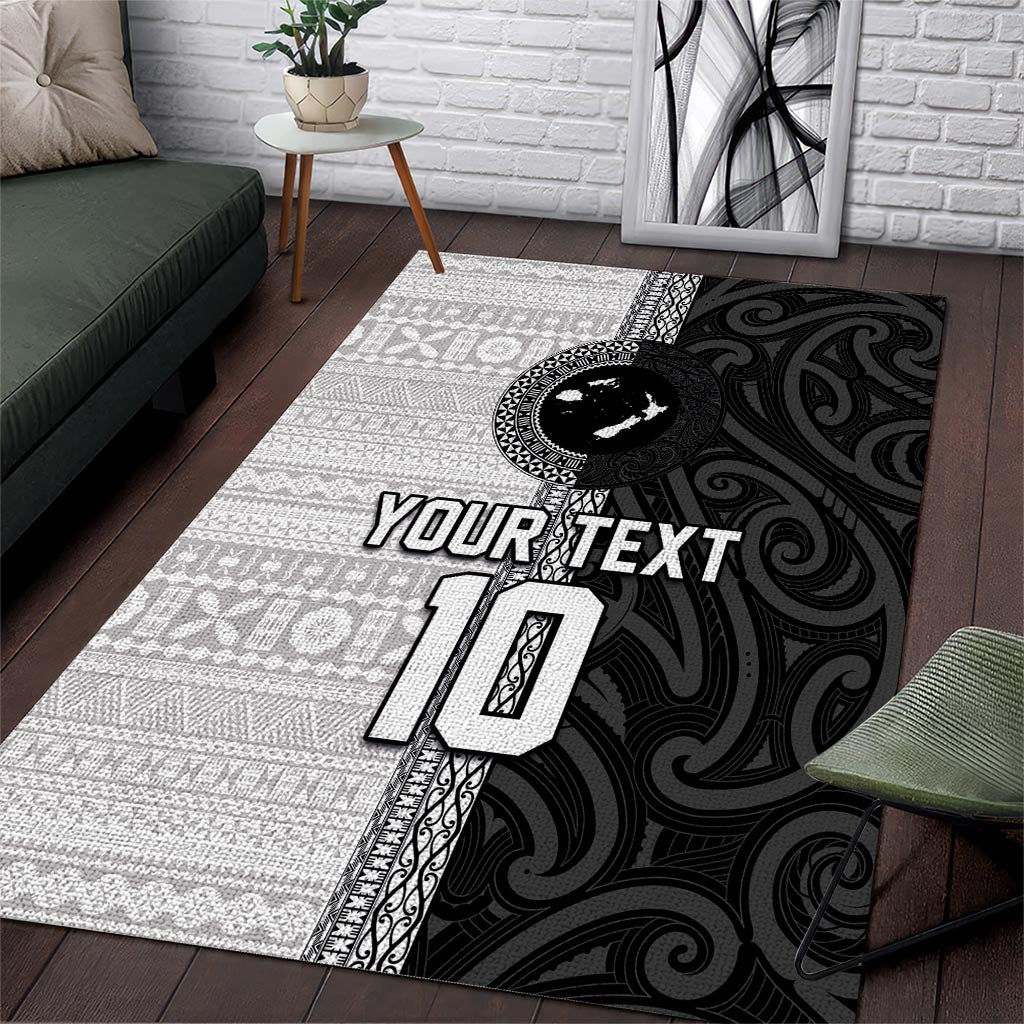 Custom Fiji and New Zealand Rugby Area Rug Tapa Mix Maori Pattern