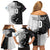 Custom Fiji and New Zealand Rugby Family Matching Off Shoulder Short Dress and Hawaiian Shirt Tapa Mix Maori Pattern