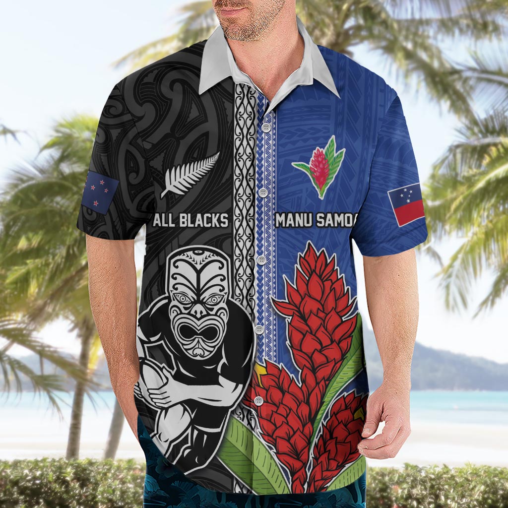Custom Samoa and New Zealand Rugby Hawaiian Shirt Teuila Samoan and Maori Warrior LT03 - Polynesian Pride