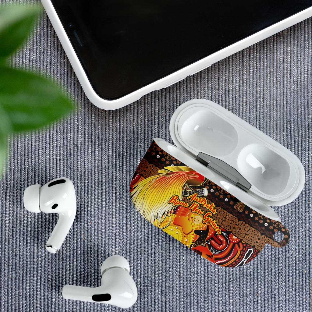 Australia and Papua New Guinea Together AirPods Case Kangaroo Aboriginal Art and Bird-of-paradise Oro Tribal Motifs - Polynesian Pride