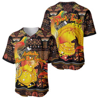 Personalized Australia and Papua New Guinea Together Baseball Jersey Kangaroo Aboriginal Art and Bird-of-paradise Oro Tribal Motifs - Polynesian Pride