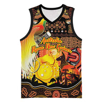 Personalized Australia and Papua New Guinea Together Basketball Jersey Kangaroo Aboriginal Art and Bird-of-paradise Oro Tribal Motifs - Polynesian Pride