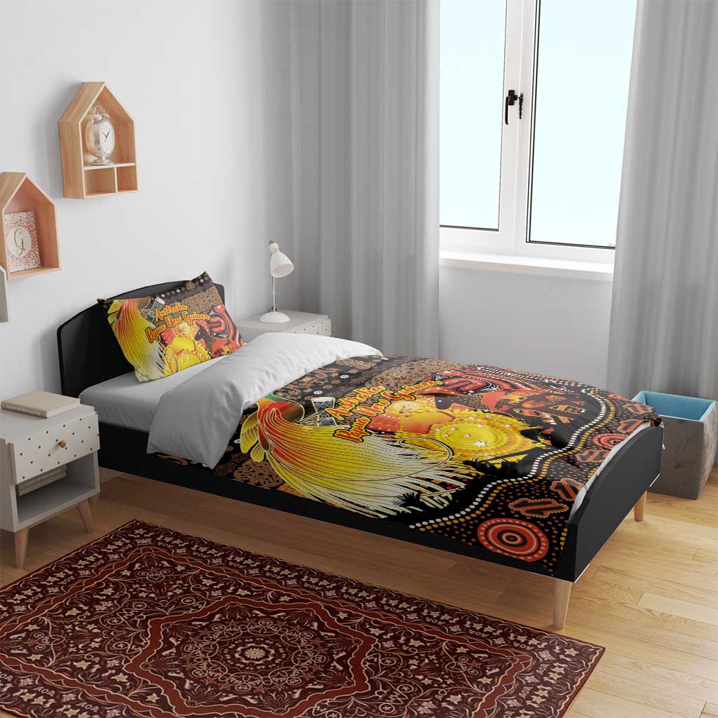 Australia and Papua New Guinea Together Bedding Set Kangaroo Aboriginal Art and Bird-of-paradise Oro Tribal Motifs - Polynesian Pride