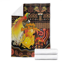 Australia and Papua New Guinea Together Blanket Kangaroo Aboriginal Art and Bird-of-paradise Oro Tribal Motifs - Polynesian Pride