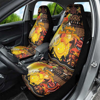 Australia and Papua New Guinea Together Car Seat Cover Kangaroo Aboriginal Art and Bird-of-paradise Oro Tribal Motifs - Polynesian Pride