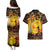 Personalized Australia and Papua New Guinea Together Couples Matching Puletasi and Hawaiian Shirt Kangaroo Aboriginal Art and Bird-of-paradise Oro Tribal Motifs - Polynesian Pride