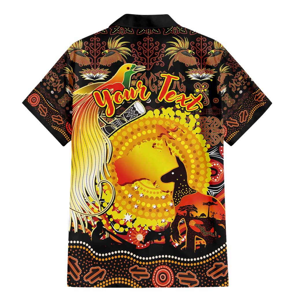 Personalized Australia and Papua New Guinea Together Family Matching Mermaid Dress and Hawaiian Shirt Kangaroo Aboriginal Art and Bird-of-paradise Oro Tribal Motifs - Polynesian Pride