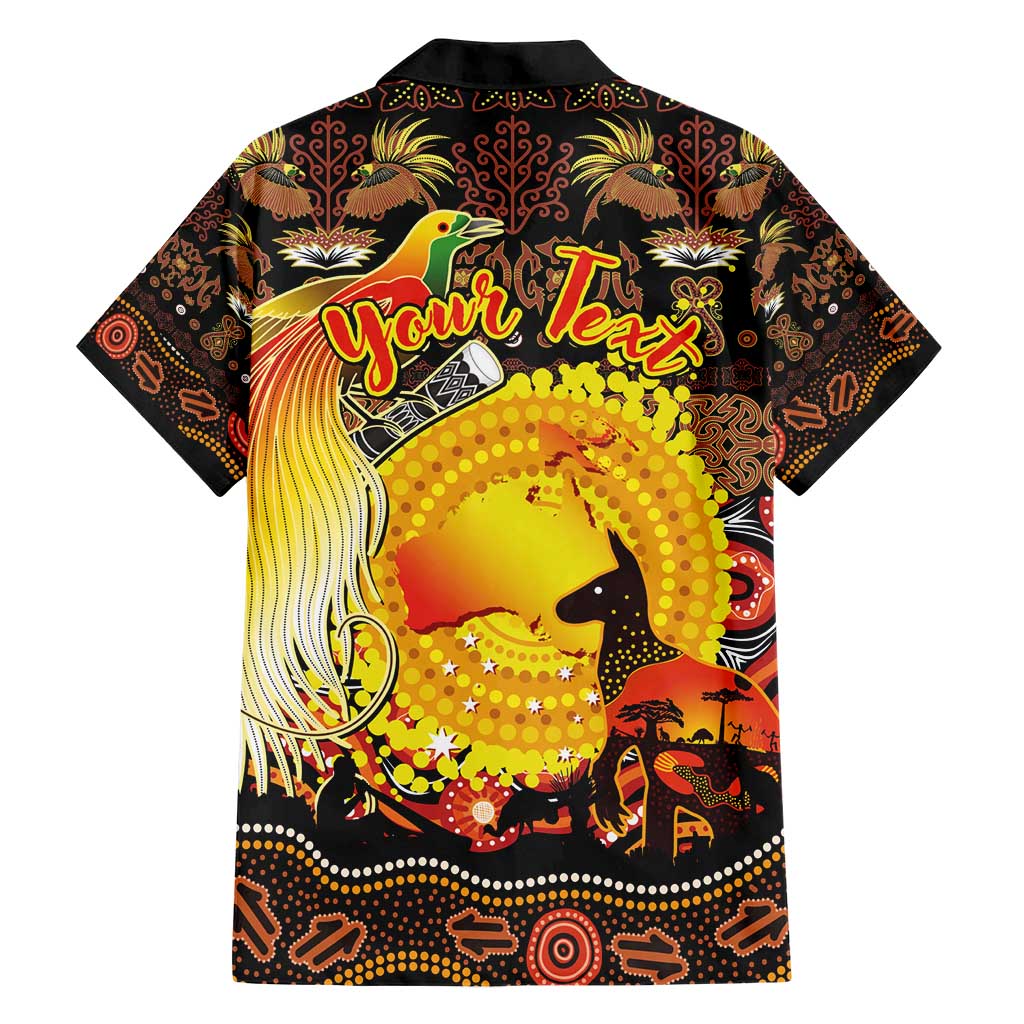 Personalized Australia and Papua New Guinea Together Hawaiian Shirt Kangaroo Aboriginal Art and Bird-of-paradise Oro Tribal Motifs - Polynesian Pride