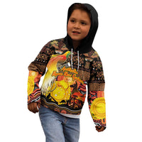 Personalized Australia and Papua New Guinea Together Kid Hoodie Kangaroo Aboriginal Art and Bird-of-paradise Oro Tribal Motifs - Polynesian Pride