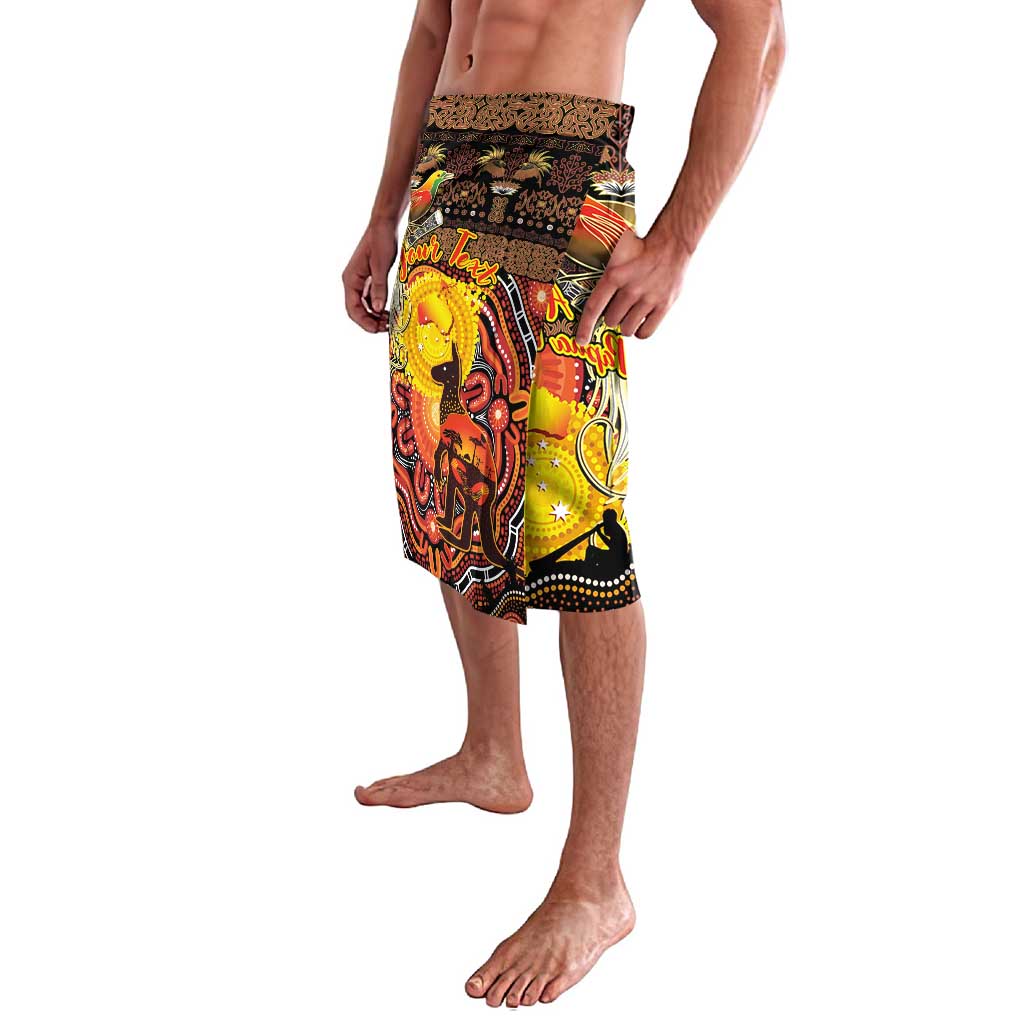 Personalized Australia and Papua New Guinea Together Lavalava Kangaroo Aboriginal Art and Bird-of-paradise Oro Tribal Motifs - Polynesian Pride