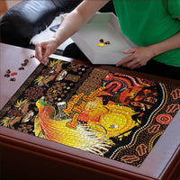 Australia and Papua New Guinea Together Puzzle Kangaroo Aboriginal Art and Bird-of-paradise Oro Tribal Motifs - Polynesian Pride