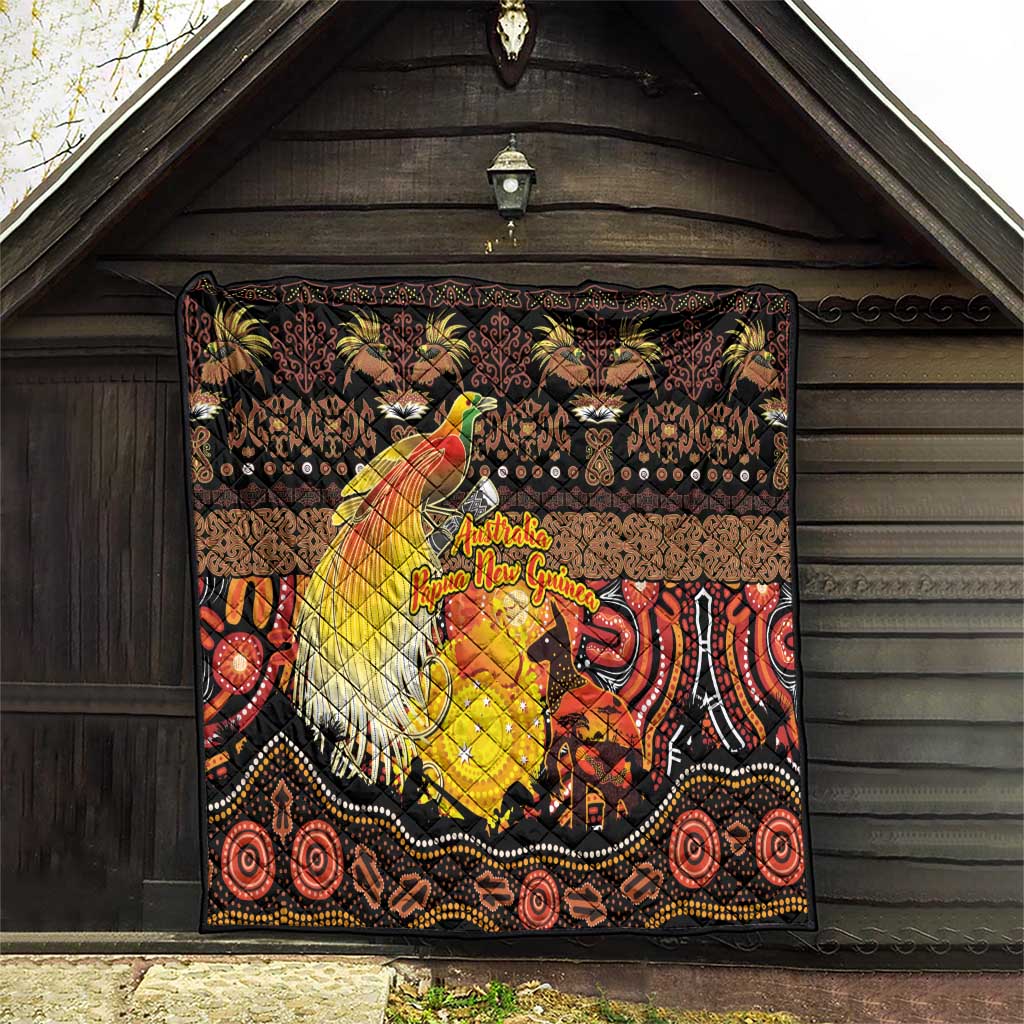 Australia and Papua New Guinea Together Quilt Kangaroo Aboriginal Art and Bird-of-paradise Oro Tribal Motifs - Polynesian Pride