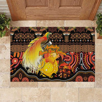 Australia and Papua New Guinea Together Rubber Doormat Kangaroo Aboriginal Art and Bird-of-paradise Oro Tribal Motifs - Polynesian Pride