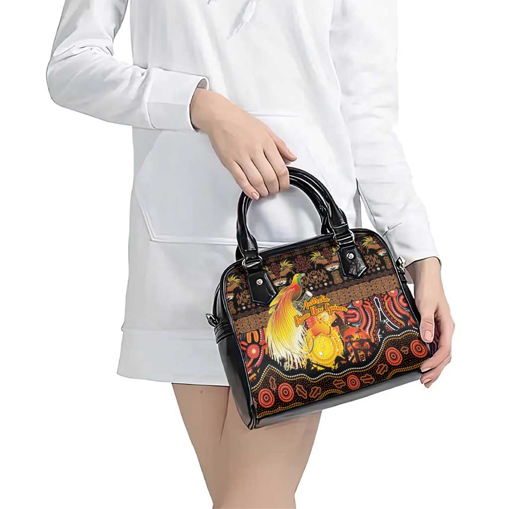 Australia and Papua New Guinea Together Shoulder Handbag Kangaroo Aboriginal Art and Bird-of-paradise Oro Tribal Motifs - Polynesian Pride