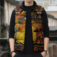 Personalized Australia and Papua New Guinea Together Sleeveless Puffer Jacket Kangaroo Aboriginal Art and Bird-of-paradise Oro Tribal Motifs - Polynesian Pride