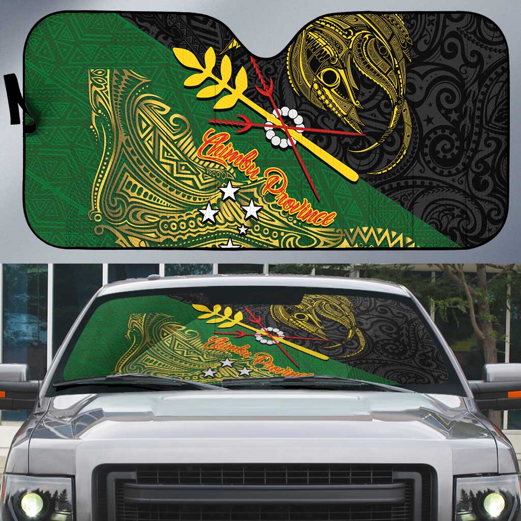Chimpu Province Papua New Guinea Auto Sun Shade Bird-of-paradise Art Tattoo and Melanesian Motifs - Polynesian Pride