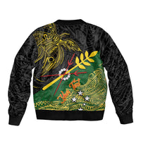 Personalized Chimpu Province Papua New Guinea Bomber Jacket Bird-of-paradise Art Tattoo and Melanesian Motifs LT03 - Polynesian Pride