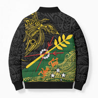 Personalized Chimpu Province Papua New Guinea Bomber Puffer Jacket Bird-of-paradise Art Tattoo and Melanesian Motifs - Polynesian Pride